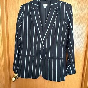 a new day Black and White Striped Blazer Classic Suit Jacket